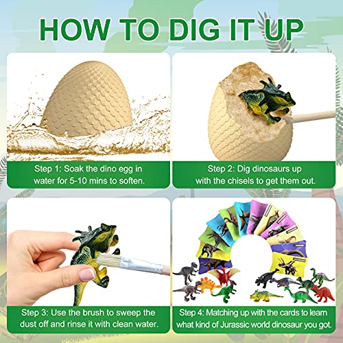 EARTH'SCODE Dinosaur Eggs Excavation Dig Kit, 12 Dino Egg with 12 Cute Unique Dinosaurs Inside Toys for Best Holiday & Birthday Archaeology Science STEM Crafts Gifts for Kids 3-12 Years Old - Image 4