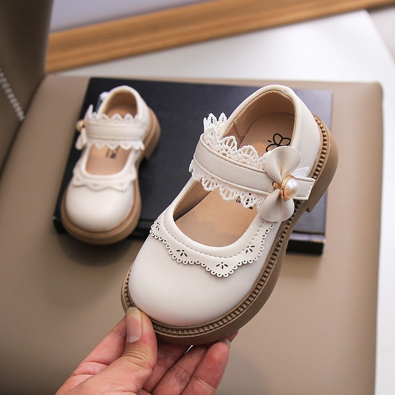 Soft-Soled Girls'' Shoes Kidsren''s Genuine Leather Princess Small Leather Shoes 2025 Spring New Baby Girl Simple Black Shoes - Image 1