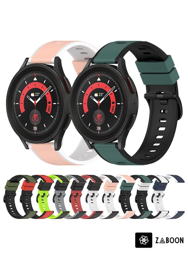 Zaboon Samsung Galaxy Watch5 Pro 45mm 20mm Two-Color Silicone Watch Band - Image 3
