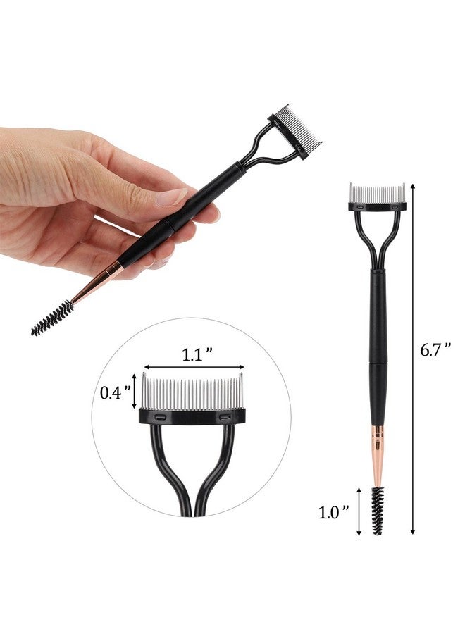 LoveBB 3 Pcs Eyelash Separator Comb With Spoolie Brush Dual Head Lash Separator Tool Eye Lash Comb Brush (Black Pink) - Image 2