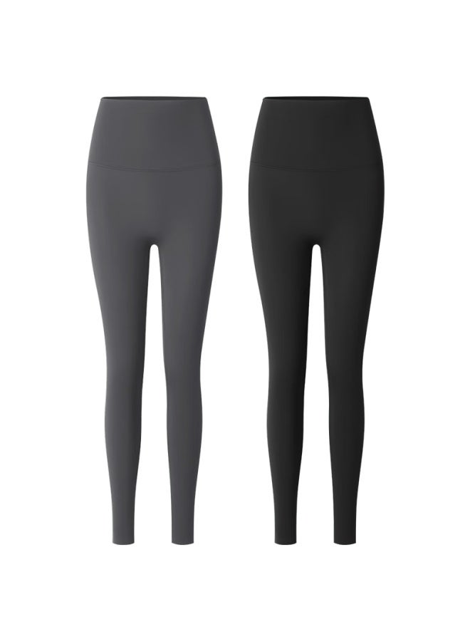 Joae Liquid Spandex Shaping Women's Sharkskin High-waist Slimming Lightweight Bare-feel Yoga Pants Dark Gray - Image 2
