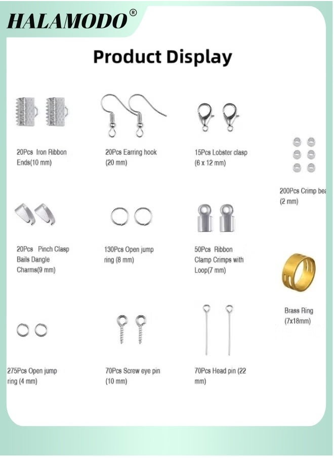 HALAMODO 912PCS Jewelry Making Supplies Kit with Accessories & Jewelry Pliers & Findings & Beading Wires & Open Jump Rings for Adults and Beginners  - Image 2