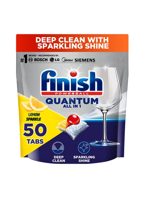 Powerball Quantum All In 1 Dishwasher Lemon Sparkle 50 Tablets