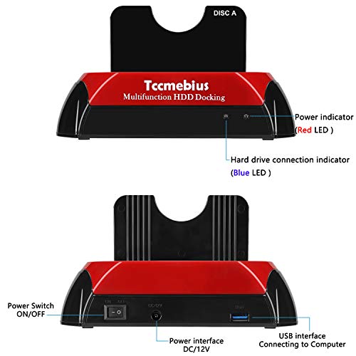 Tccmebius USB 3.0 Hard Drive Docking Station, TCC-S868-US USB 3.0 to 2.5 3.5 Inch SATA IDE Dual Slots Reader External Enclosure, for 2.5" 3.5" IDE SATA I/II/III HDD SSD - Image 3