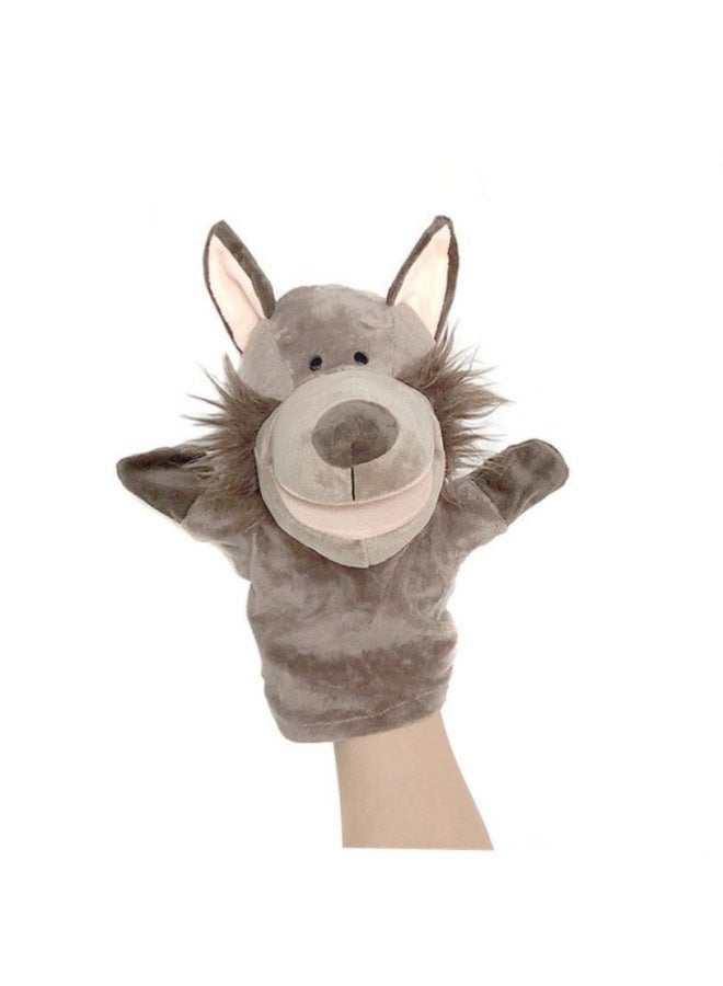 دمية إصبع اليد Kawaii Animal Plush Doll التعليمية للأطفال، المواصفات: 25-27 سم، اللون: P60-White Wolf - Image 1