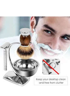 Linkidea Linkidea Universal Safety Razor Brush Stand with Shaving Bowl, Men's Stainless Steel Safety Razor Shaving Holder and Soap Bowl for Barber, Bathroom, Shower Room, Compatible with Gillette Vector 3  - Image 5