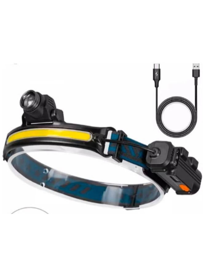 LED رئيس مصباح USB قابلة للشحن جديد الاستشعار كشافات مقاوم للماء 6 طرق المحمولة الشعلة مصباح يدوي W6782 - Image 1