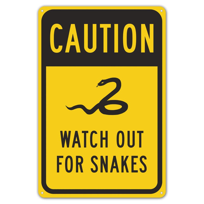ZYPENG Safety Sign Danger Sign Watch Out for Snakes Wall Art Warning Caution Tin Signs Metal Road Yard Decor 8 x 12 inches