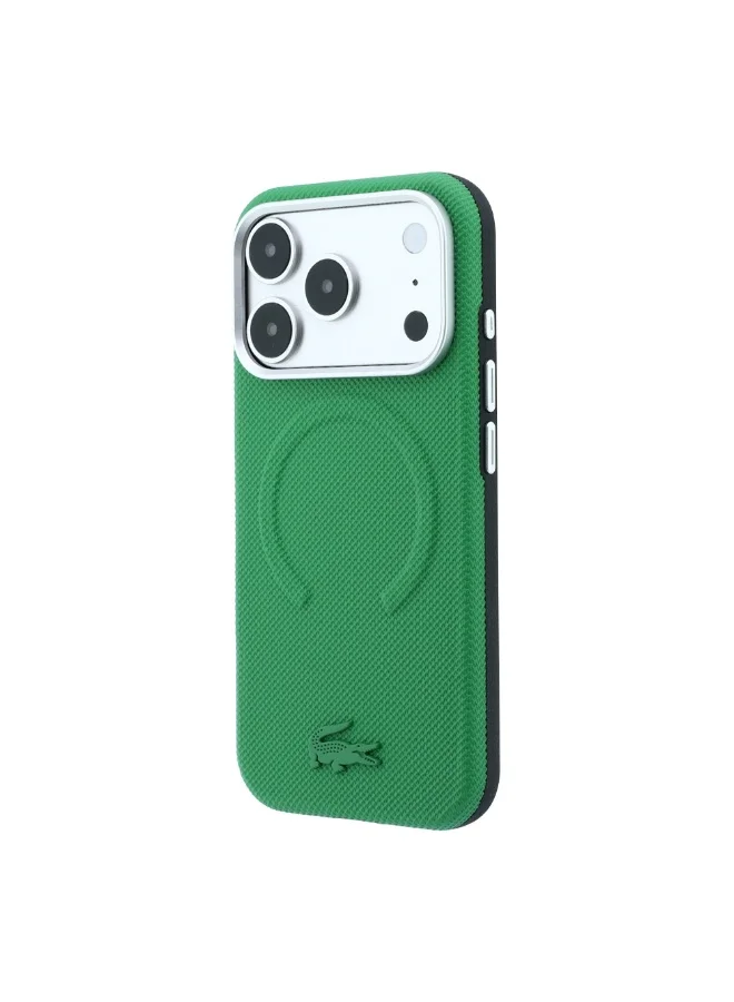 Lacoste MagSafe PU Leather Hard Case for iPhone 18 Pro Max, Petit Pique Embossed Slim Protective Cover