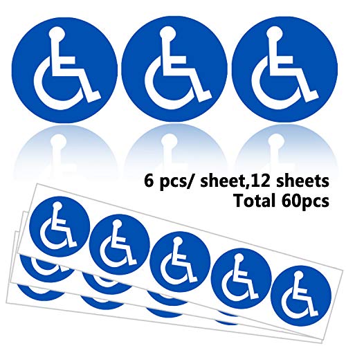 Besttile Disabled Wheelchair Symbol Labels | Handicap Signs Stickers 2 inch Round Convenient Decals for Handicapped Parking 60 pcs - Image 3