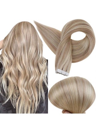 Blonde Tape in Hair Extensions 16 Inch Tape in Real Hair Extensions Highlight Color 18 Ash Blonde Mix With 613 Blonde Real Human Hair Double Side Tape Extensions 50 Grams - pzsku/Z6C2E39694CAECAB0A179Z/45/_/1682004381/b950e468-5575-4641-a93a-9a23002339ed