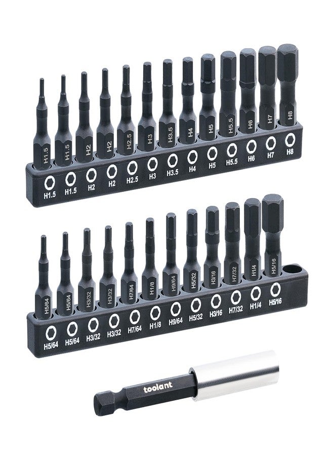 toolant 26 Pcs Hex Head Allen Wrench Drill Bit Set,1/4Hex Shank Quick Change Bit Holder,Metric and SAE Durable Allen Key Drill Bits with Strong Magnetic,1” Long with Storage Box - Image 1