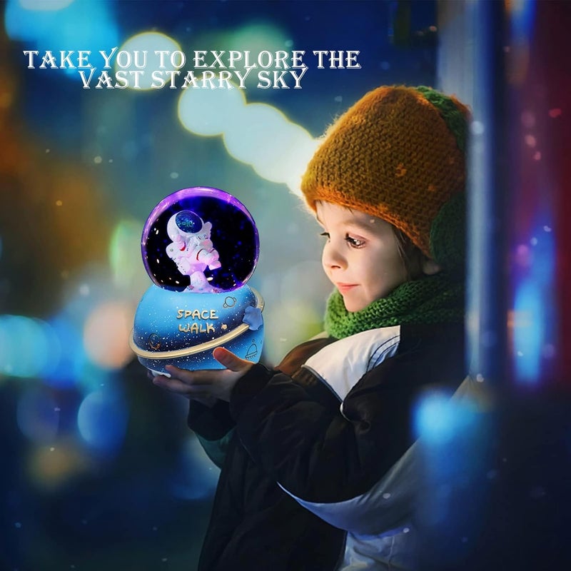 Luckam Snow Globes for Kids, 80MM Musical Glitter Snow Globe to Take Children to Explore The Vast Starry Sky, Astronaut Toys Birthday Gifts for Boys and Girls, Space Decoration - Image 4