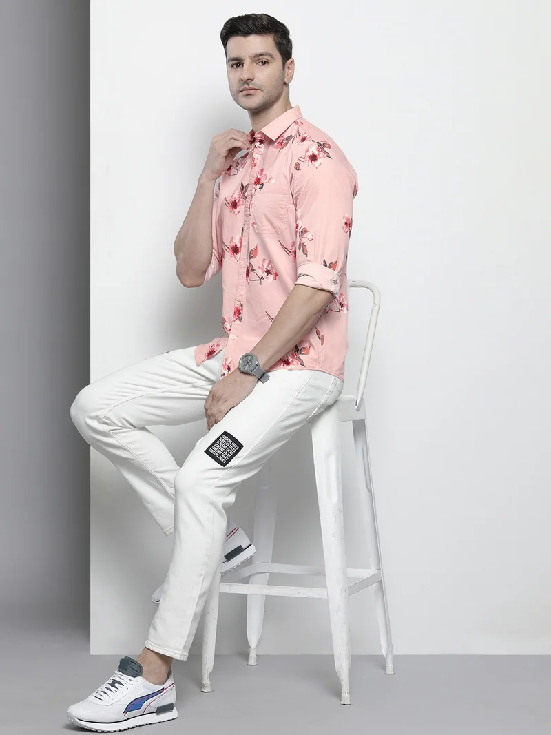 The Indian Garage Co Men Regular Fit Floral Printed Full Sleeves Spread Collar Casual Shirt