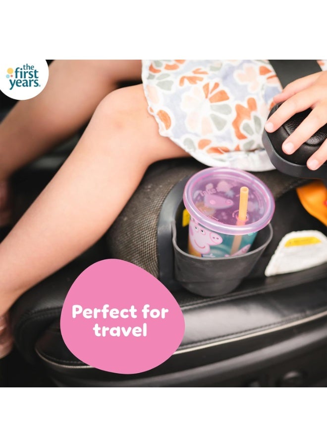 The First Years Peppa Pig Take & Toss Toddler Straw Cups - Spill Proof Toddler Sippy Cups with Snap On Lids and Straws - Peppa Pig Party and Feeding Supplies - 10 Oz - 10 Count - Image 4