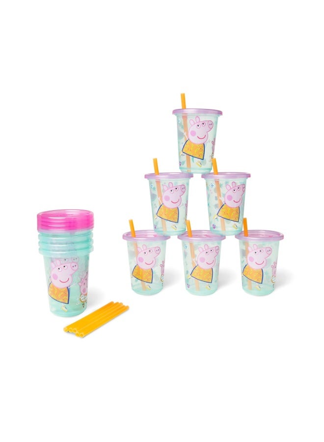 The First Years Peppa Pig Take & Toss Toddler Straw Cups - Spill Proof Toddler Sippy Cups with Snap On Lids and Straws - Peppa Pig Party and Feeding Supplies - 10 Oz - 10 Count - Image 1
