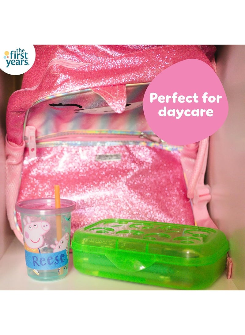 The First Years Peppa Pig Take & Toss Toddler Straw Cups - Spill Proof Toddler Sippy Cups with Snap On Lids and Straws - Peppa Pig Party and Feeding Supplies - 10 Oz - 10 Count - Image 5