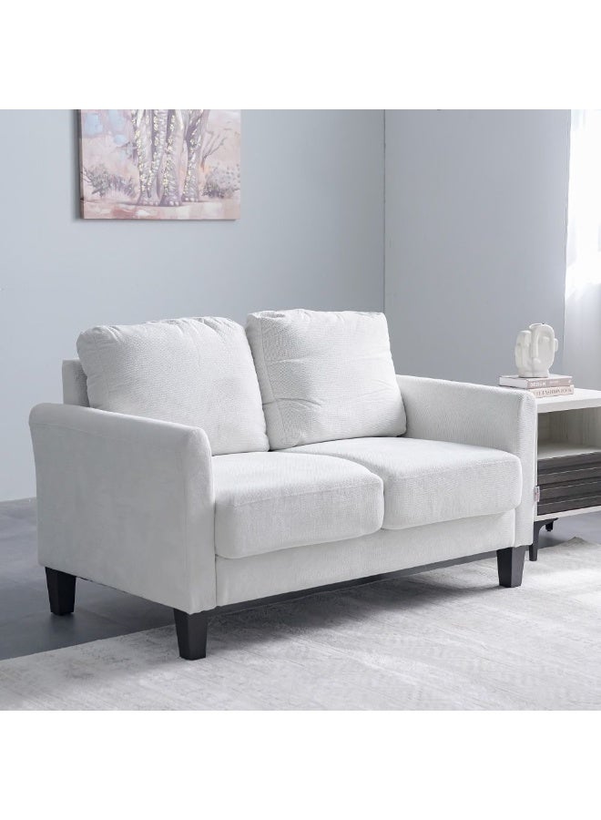 DANUBE HOME Gamorah 2 Seater Fabric Sofa Modern Design Two Seat Sofas Comfortable Living Room Furniture L136Xw85Xh94Cm - Cream - Image 1