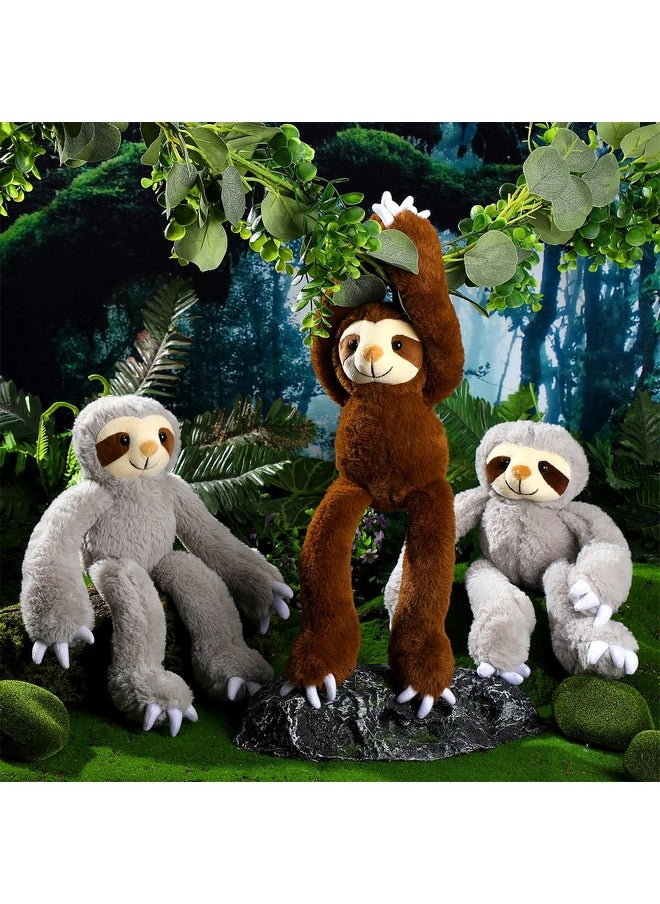 Hungdao - 8 Pcs Hanging Sloth Stuffed Animal 18 Inch Three Toed Sloth Plush Toy With Hook And Loop Hands Hanging Sloth Toy For Boy Girl (Dark Brown Gray) - Image 1