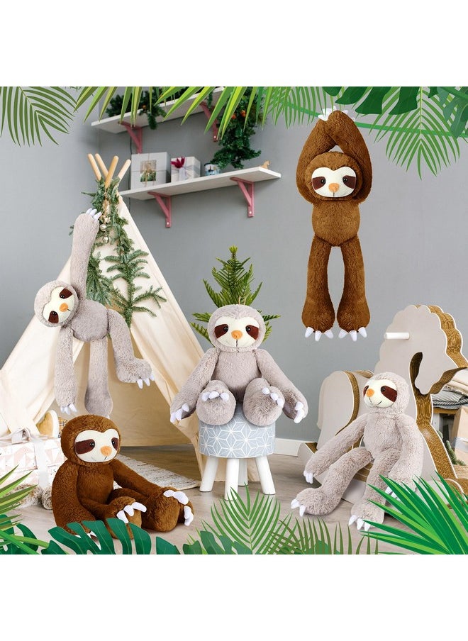 Hungdao - 8 Pcs Hanging Sloth Stuffed Animal 18 Inch Three Toed Sloth Plush Toy With Hook And Loop Hands Hanging Sloth Toy For Boy Girl (Dark Brown Gray) - Image 1