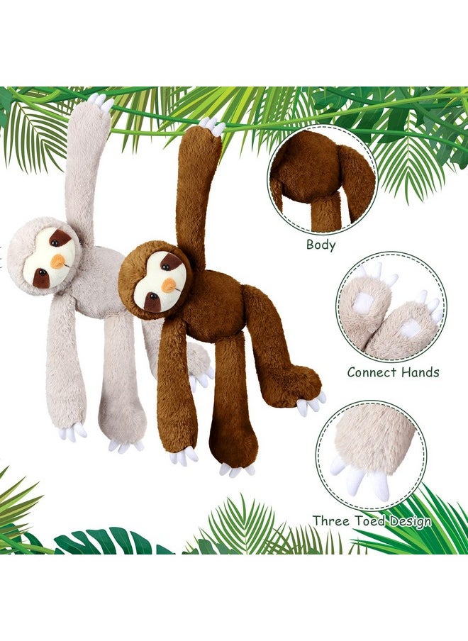 Hungdao - 8 Pcs Hanging Sloth Stuffed Animal 18 Inch Three Toed Sloth Plush Toy With Hook And Loop Hands Hanging Sloth Toy For Boy Girl (Dark Brown Gray) - Image 1