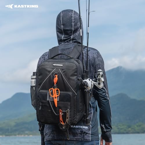 KastKing KarryAll KastMate Fishing Tackle BackpackWaterResistant Tackle Bag With 2 Rod HoldersFishing Gear and Equipment With Large Gear StorageBlack - Image 3