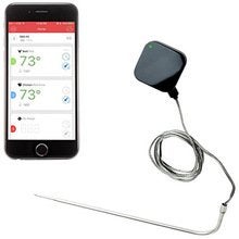 NutriChef Smart Bluetooth BBQ Thermometer Upgraded Stainless Probe Safe to Leave in Grill Outdoor Barbecue or Meat Smoker Wireless Remote Alert iOS Android Phone WiFi App PWIRBBQ40