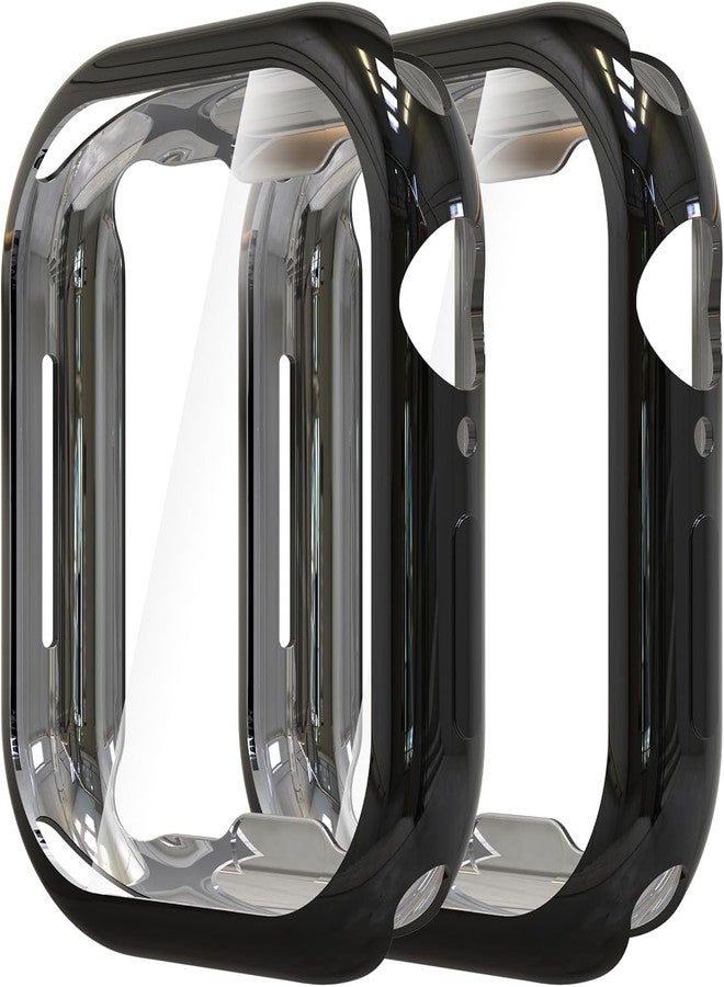 سيمبيك عبوة من قطعتين من حافظات Simpeak متوافقة مع ساعة Apple Watch مقاس 46 مم من السلسلة 11/السلسلة 10، حافظة واقية، مصنوعة من السيليكون الناعم خفيف الوزن، حافظة TPU فائقة النحافة متوافقة مع ساعة iWatch مقاس 46 مم - أسود - Image 1