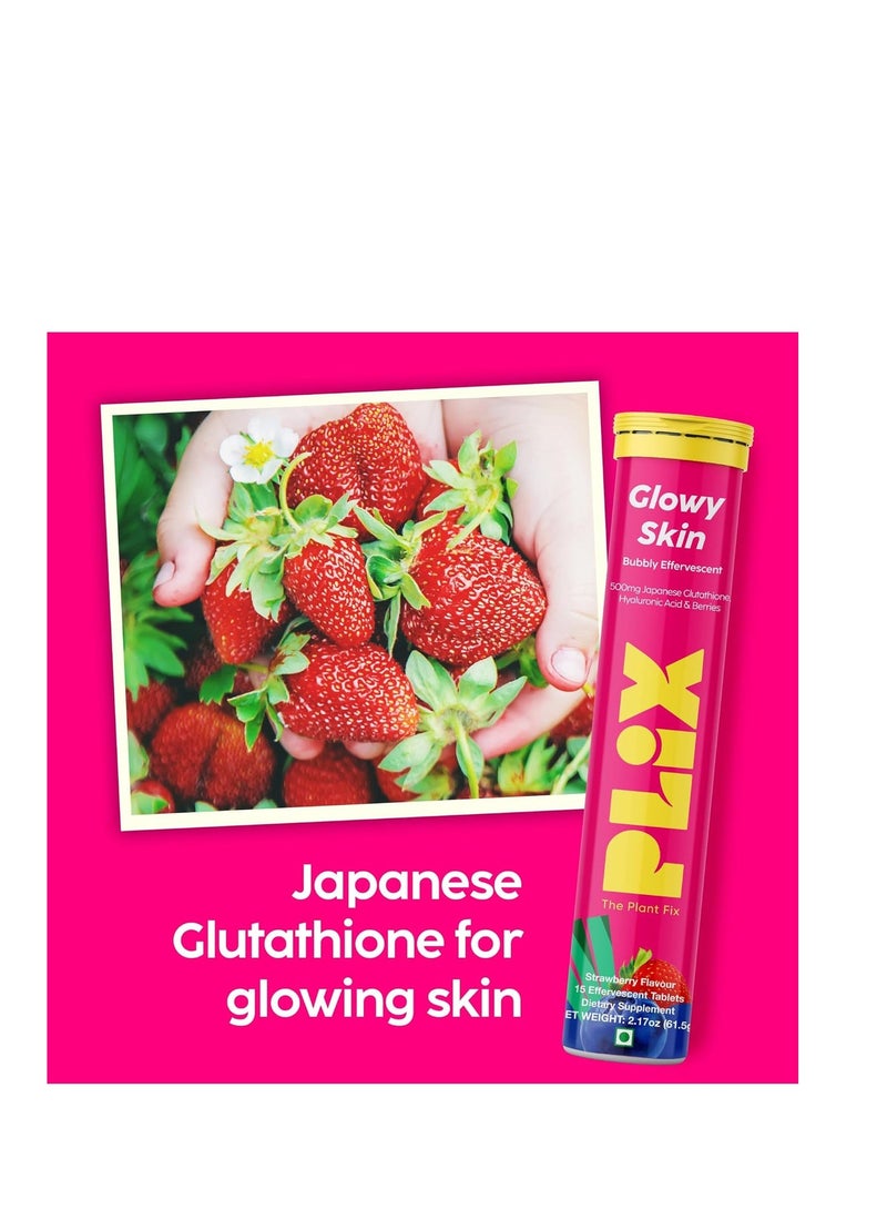 PLIX THE PLANT FIX PLIX - THE PLANT FIX Glutathione Tablets (Glowy Skin) With Vitamin C For Clear And Youthful Skin (Pack Of 1, Strawberry) | 15 Collagen Supplements |500mg L-Glutathione, Vegan Vitamin E And Hyaluronic Acid - Glowy Skin - Image 2