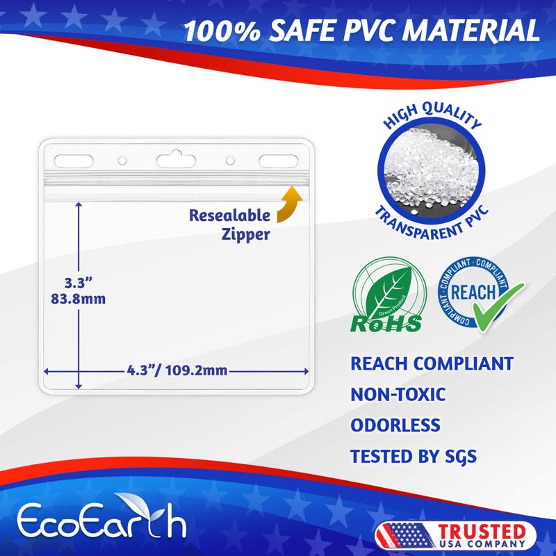 EcoEarth - Horizontal Card Protector w/Soft Edge - Sealable 4x3 Inch, Clear, 100 Pack - Waterproof ID Badge Holder - Plastic Name Tag Holder Bulk - Image 2