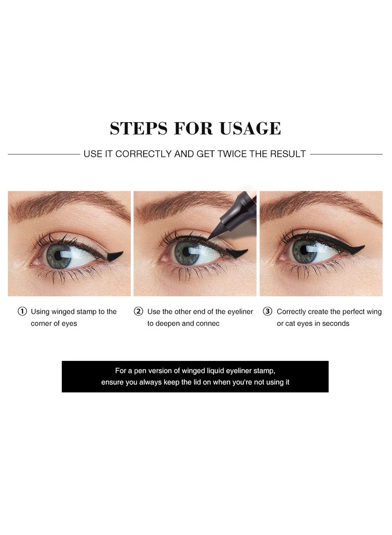 O.TWO.O Eyeliner Stamp Black Liquid Eyeliner Pen Waterproof Fast Dry Double-ended Eye Liner Pencil Make-up for Women Cosmetics - Image 3
