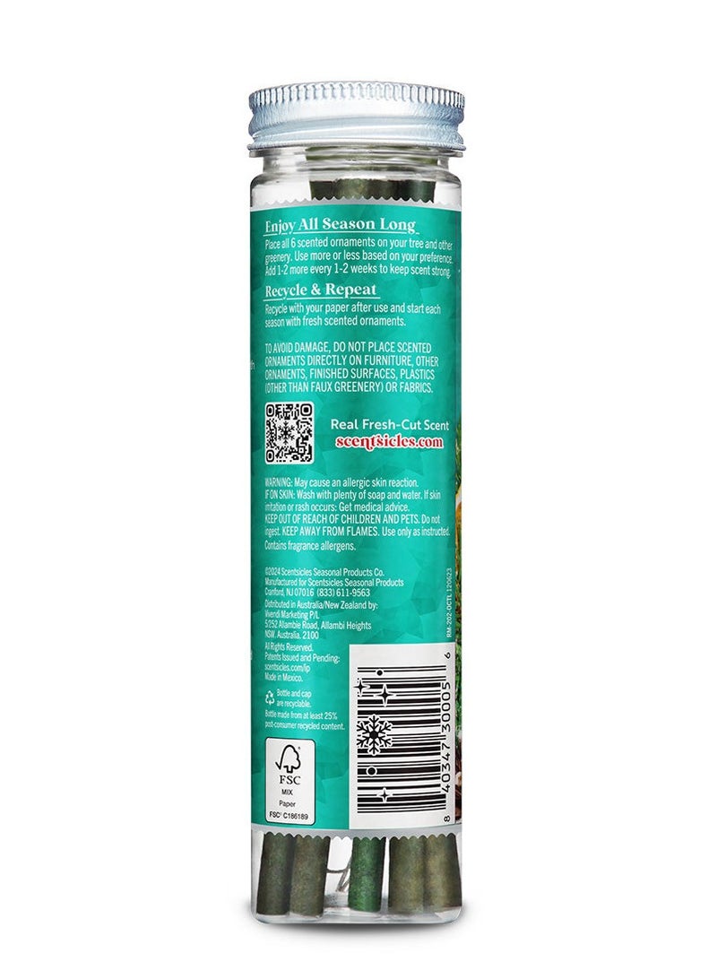 ScentSicles زينة عيد الميلاد من سينتسيكلز، 6 قطع زجاجة، زينة شجرة، عصي ورقية معطرة - Image 2