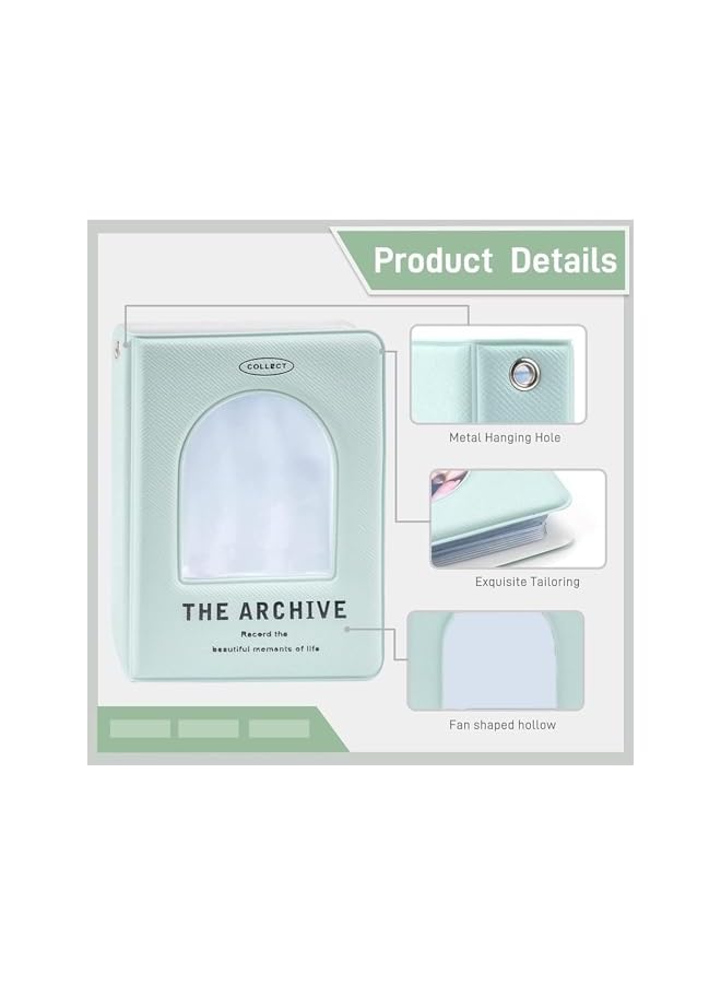 The Bros Mini Photo Album, 3 Inch Kpop Photocard Holder Book, Photo Album for Collecting Picture Name Id Business Cards Camera Cards, Hollow Photocard Binder Holder with 40 Pockets(Green)  - Image 2