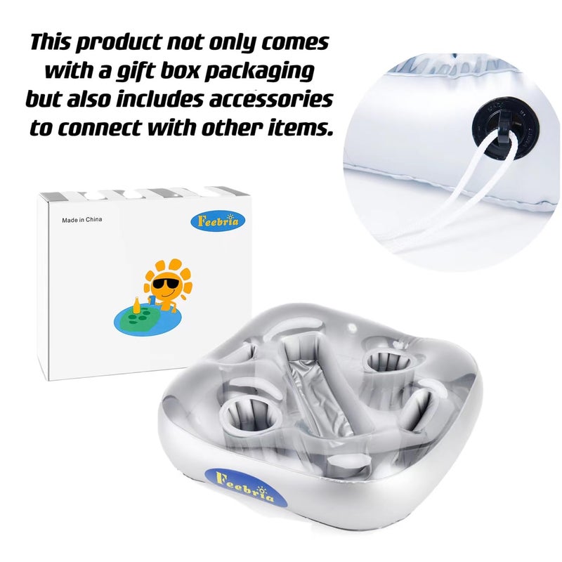 FEEBRIA Upgraded Pool Drink Holder Drink Float for Hot Tub,Beach and Party Decor (Sliver) - Image 4