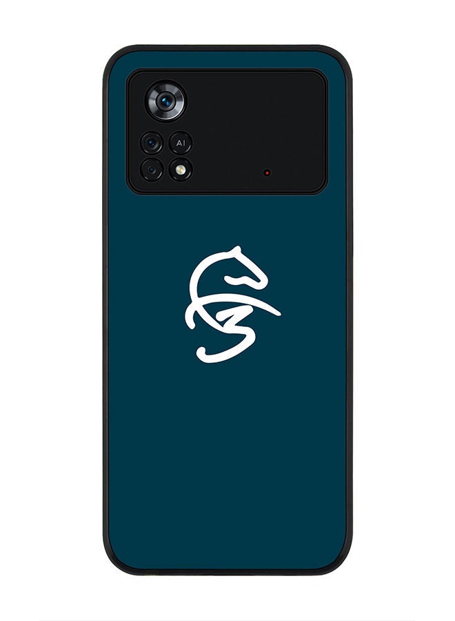 Stylizedd Rugged Black edge case for Poco M4 Pro 4G Slim fit Soft Case Flexible Rubber Edges Anti Drop TPU Gel Thin Cover -  Faz3 Icon Blue - Image 1