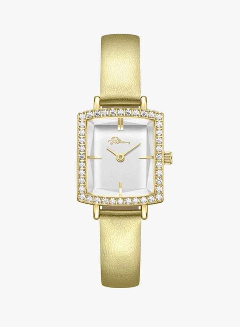 Lorie White Dial Genuine Leather Strap Analog Watch for Women, 19.2mm