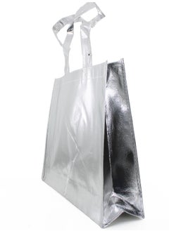 PARTY FUN Reusable Non-woven Fabric Grocery Tote Bag with Handle - 40x12x32cm Silver  - Image 3