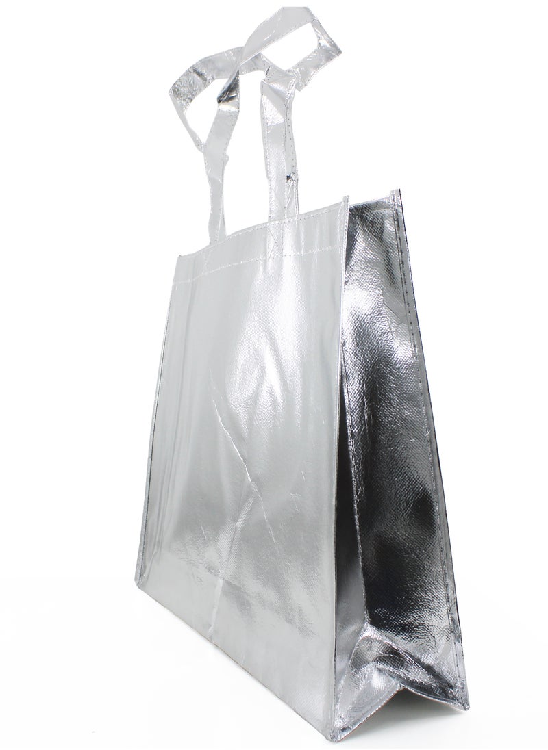 PARTY FUN Reusable Non-woven Fabric Grocery Tote Bag with Handle - 40x12x32cm Silver  - Image 3