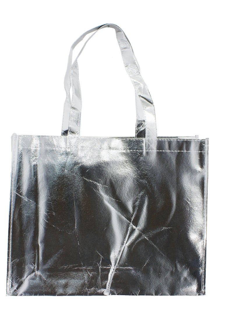 PARTY FUN Reusable Non-woven Fabric Grocery Tote Bag with Handle - 40x12x32cm Silver  - Image 2