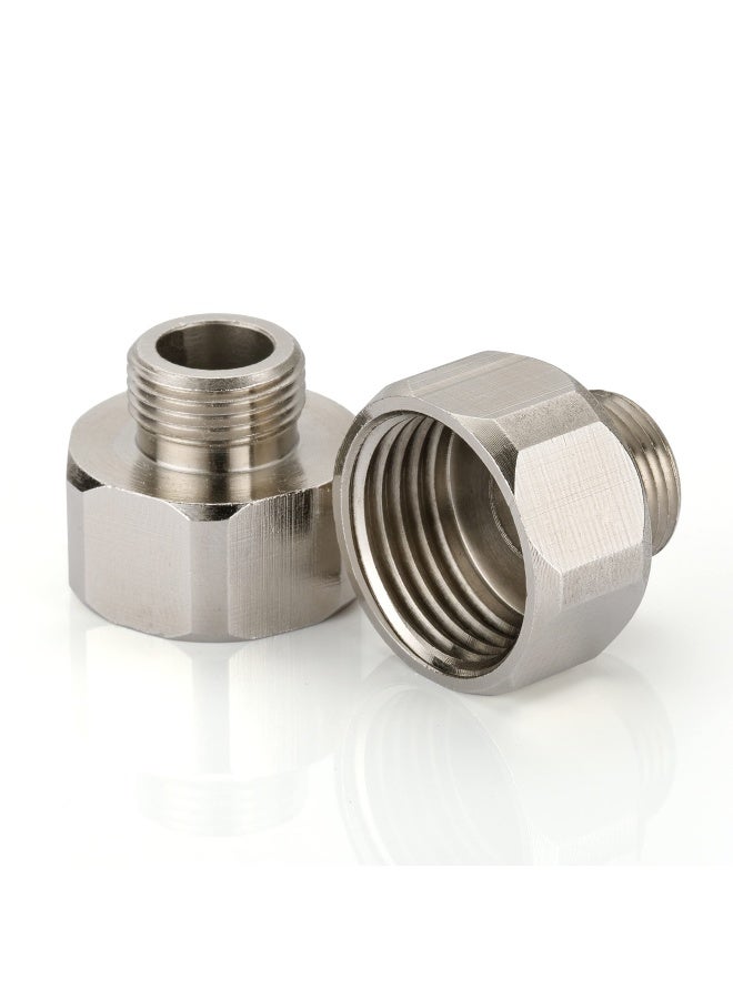 Brass Pipe Fittings Water Hose Adapter G 1/2 Female To G 3/8 Male Reducer Adapter Compression Fitting For Kitchen Bathroom Faucet Pipe Connector With Rubber Washer 2 Pack - Image 1