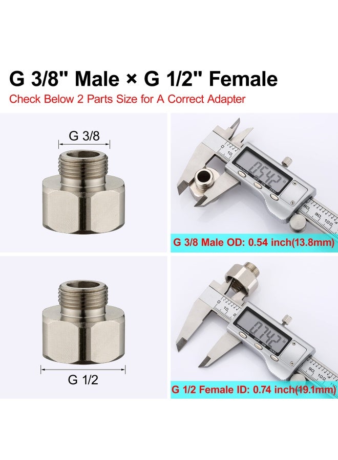Brass Pipe Fittings Water Hose Adapter G 1/2 Female To G 3/8 Male Reducer Adapter Compression Fitting For Kitchen Bathroom Faucet Pipe Connector With Rubber Washer 2 Pack - Image 2