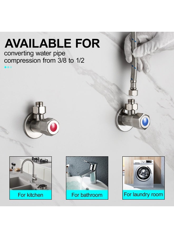 Brass Pipe Fittings Water Hose Adapter G 1/2 Female To G 3/8 Male Reducer Adapter Compression Fitting For Kitchen Bathroom Faucet Pipe Connector With Rubber Washer 2 Pack - Image 3