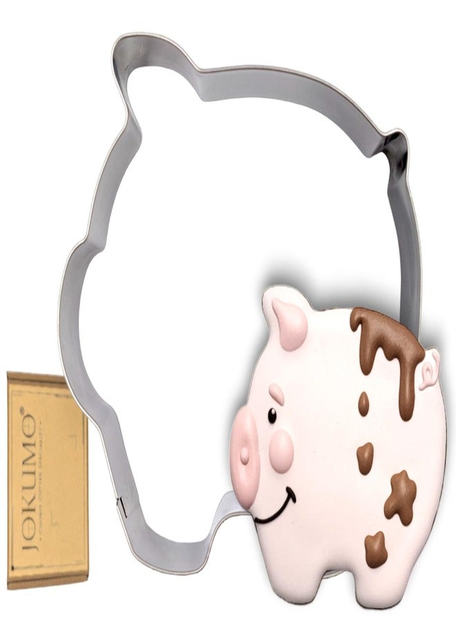 JOKUMO Cute Pig Cookie Cutter 4” Large Animal Shape Cookie Cutter Mold - 18/0 Stainless Steel - Image 1