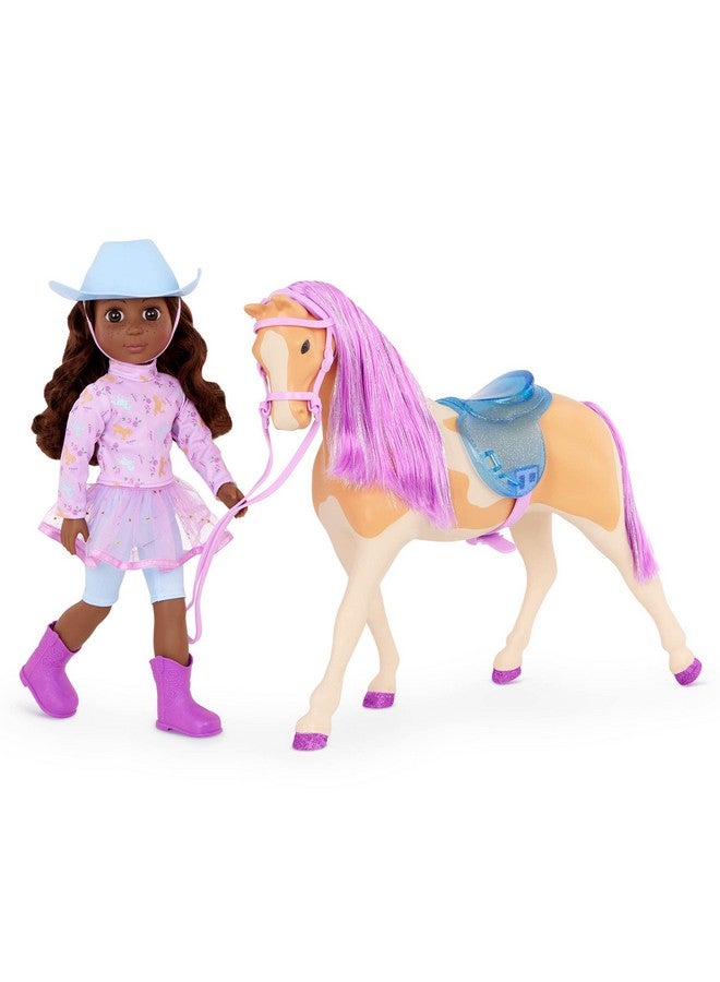 Glitter Girls 14 Inch Posable Doll & Horse Cowgirl Outfit Brown Eyes & Purple Mane Toys For Kids 3 Years+ Clea & Clover - Image 1