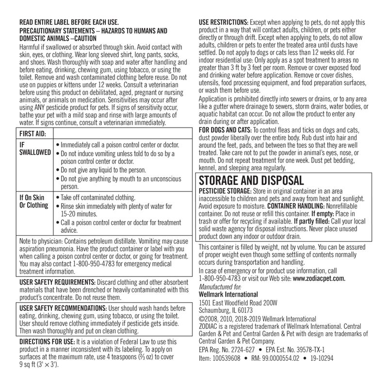 Zodiac Flea & Tick Powder for Dogs, Puppies, Cats & Kittens beige Small - Image 2