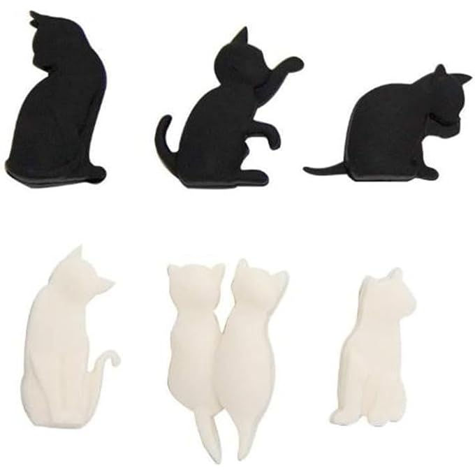 KASTWAVE 6Pcs HeatResistant Silicone Tea Bag Clips Set Cartoon CatShaped Reusable Holders Tea Bag Holder For Bags Drink Markers Tea Accessories Tea Bag Coasters Coffee Tea And Espresso White And Black - Image 1