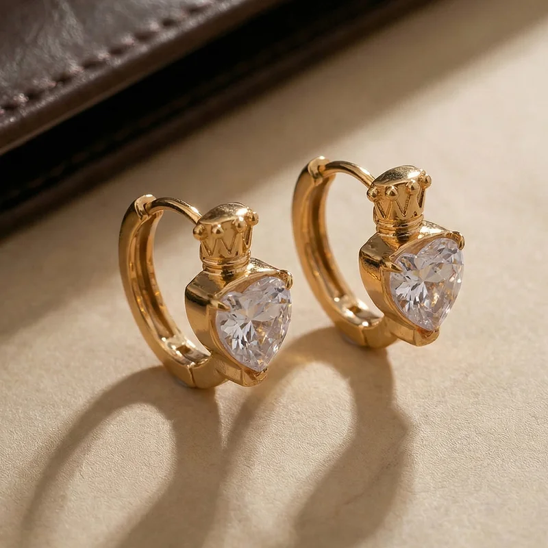 بالموناس PALMONAS Cute Heart Shine Hoop Earrings for Women | 18K Gold Plated, Waterproof & Anti-Tarnish