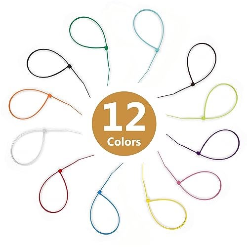 Yi-gog 1200 Pieces Zip Ties, Multi-Purpose Assorted Colored Self-Locking Nylon Cable Zip Ties in 12 Different Colour for Home Office Garden Garage and Workshop,4 inch - Image 4