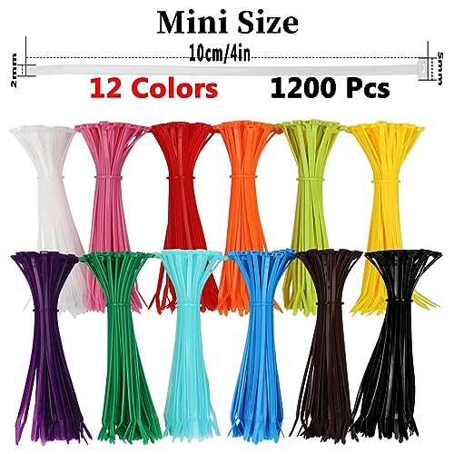 Yi-gog 1200 Pieces Zip Ties, Multi-Purpose Assorted Colored Self-Locking Nylon Cable Zip Ties in 12 Different Colour for Home Office Garden Garage and Workshop,4 inch - Image 2