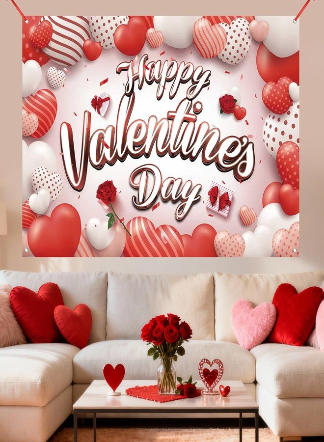 Zeptrix Happy Valentines Day Banner Valentines Backdrop for Photography Valentines Day Decorations Valentine's Birthday Indoor Outdoor Holiday Background Home Wall Garage Door Party Supplies 71x43 Inch - Image 4